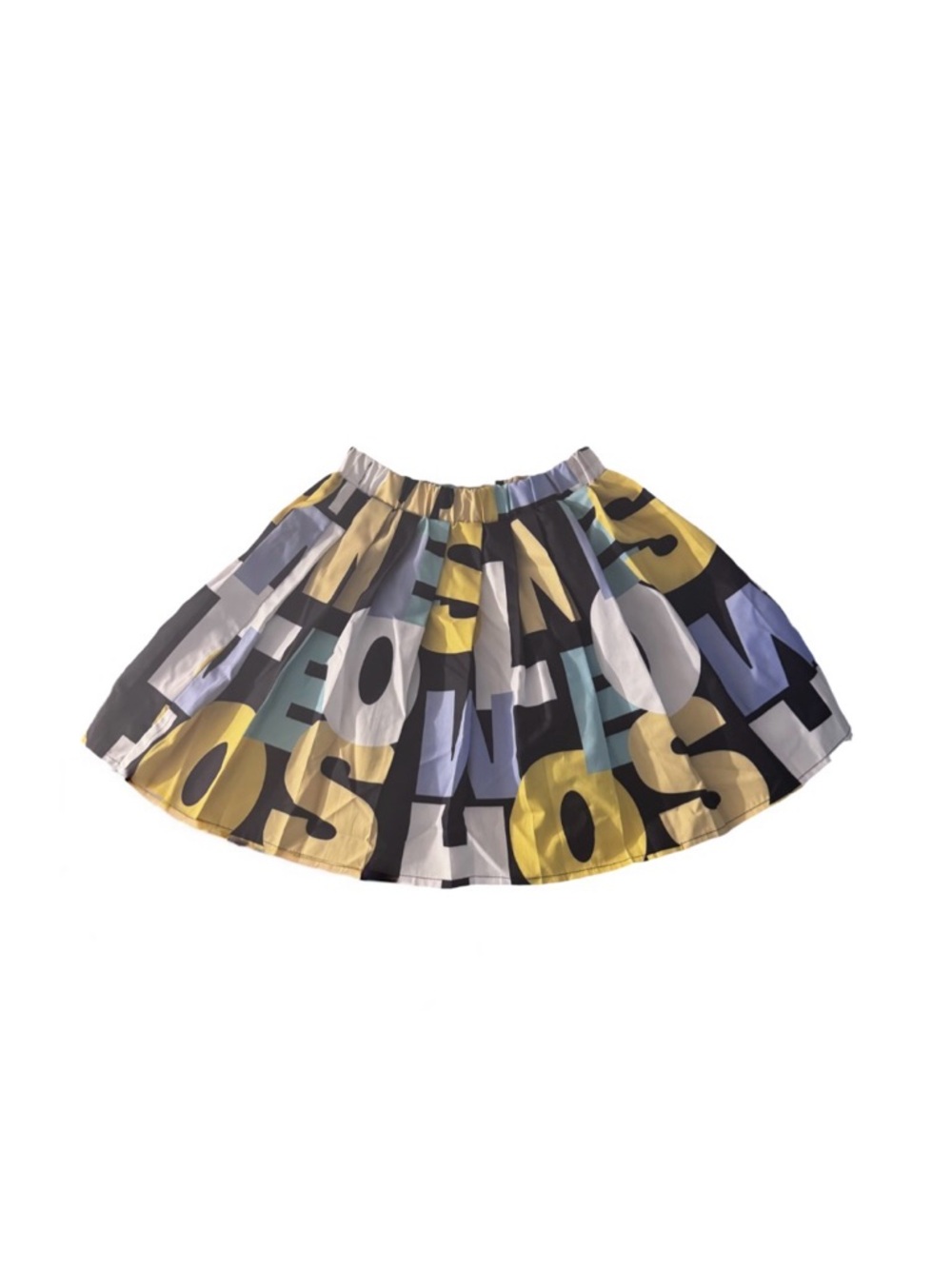 SHEIN Colorblock Letter Print Elastic Waist Skirt in Yellow, Blue, Black